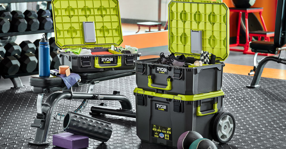 Ryobi LINK Rolling Storage used in a gym