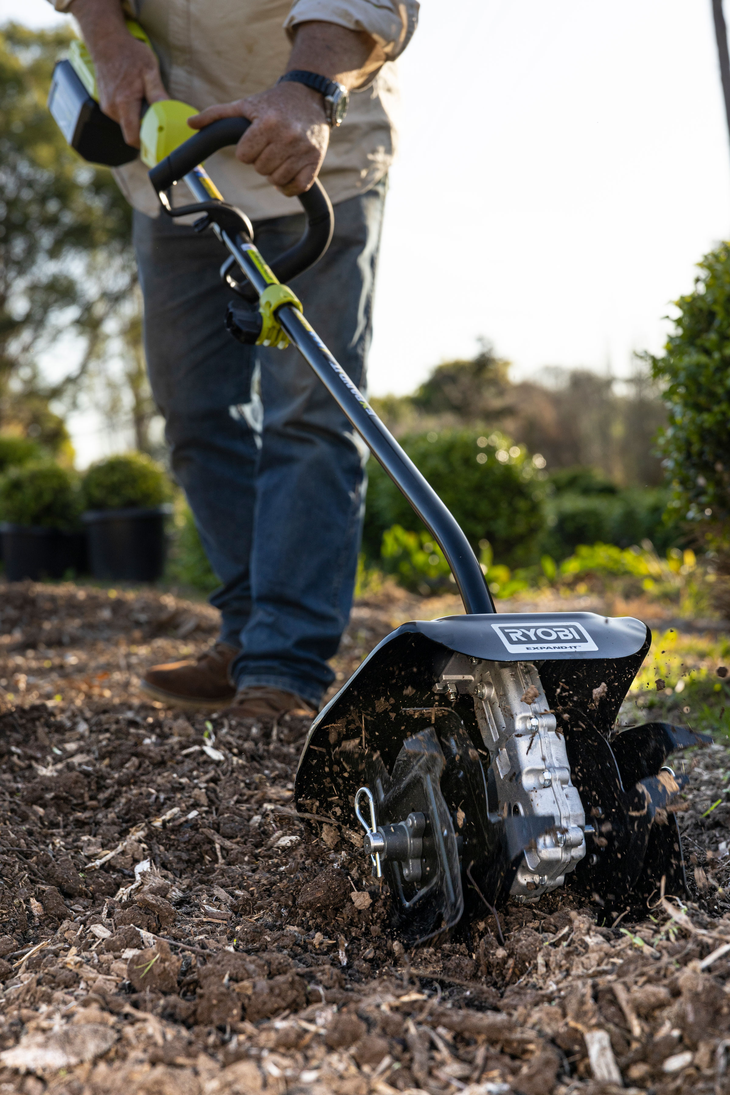 Jason Hodges uses a RYOBI cultivator