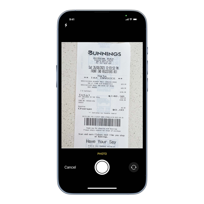 An image of a Bunnings receipt