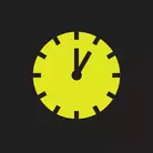 Icon: hyper green clock on a black background