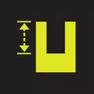 Icon: hyper green vertical arrows beside container on a black background