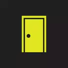 Icon: hyper green door on a black background