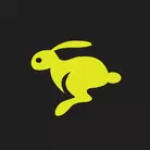 Icon: hyper green rabbit jumping on a black background 