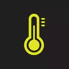 Icon: hyper green thermometer on a black background