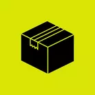 Icon: black cardboard box on hyper green background