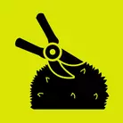 Icon: black shears and shrub on hyper green background