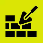 Icon: black bricks with trowel on hyper green background