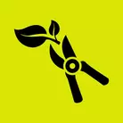 Icon: black pruning shears on hyper green background