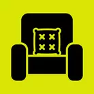 Icon: black armchair and cushion on hyper green background