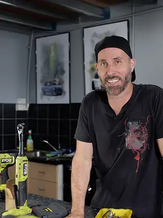 Blair Joscelyne from Mighty Car Mods with RYOBI tools