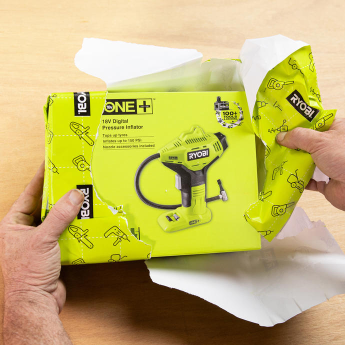 Unwrapping a RYOBI Digital Pressure Inflator